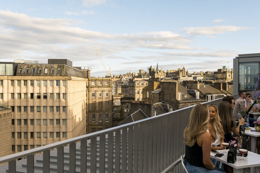 Views Of Edinburgh From Skyline Sips Rooftop Bar At St James Quarter