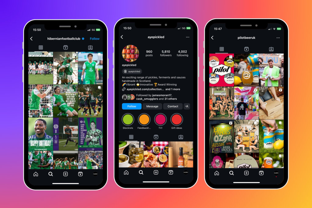 Instagram Updates August 2024. Graphic Showing 3 Instagram Accounts.